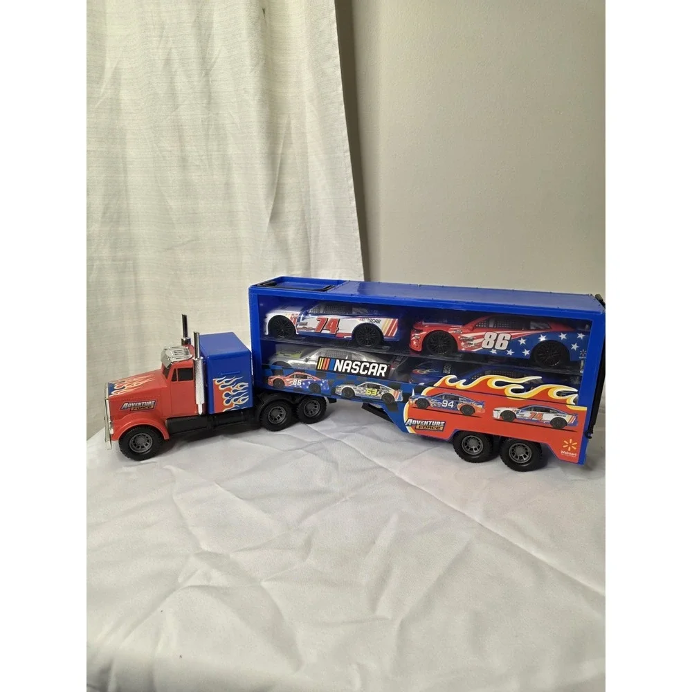 NASCAR Race Car Carrier Hauler Semi Truck 24'' w/ 4 Race Cars